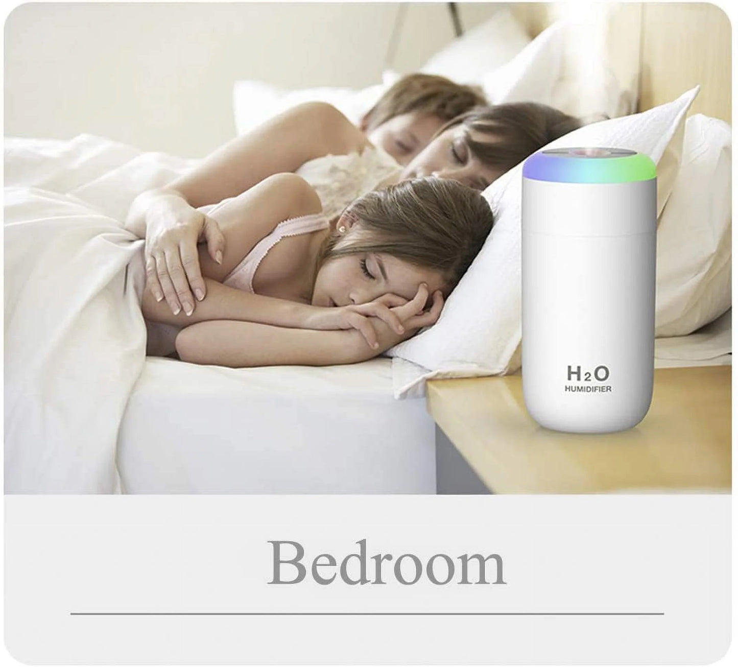 Small Humidifier, 350Ml Small Humidifiers for Bedroom, Portable Humidifier, LED Humidifiers with Night Light, USB Humidifier, Humi