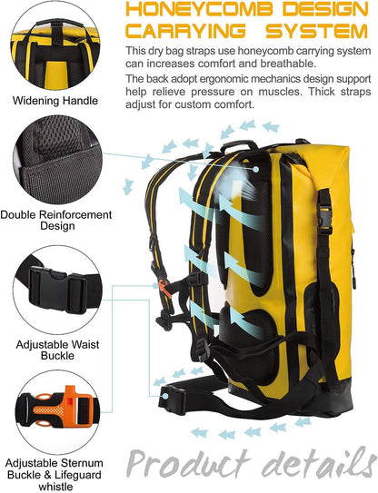 Waterproof Backpack for Men 20L/30L/40L, Floating Dry Bag Kayak, Dry Backpack Hiking