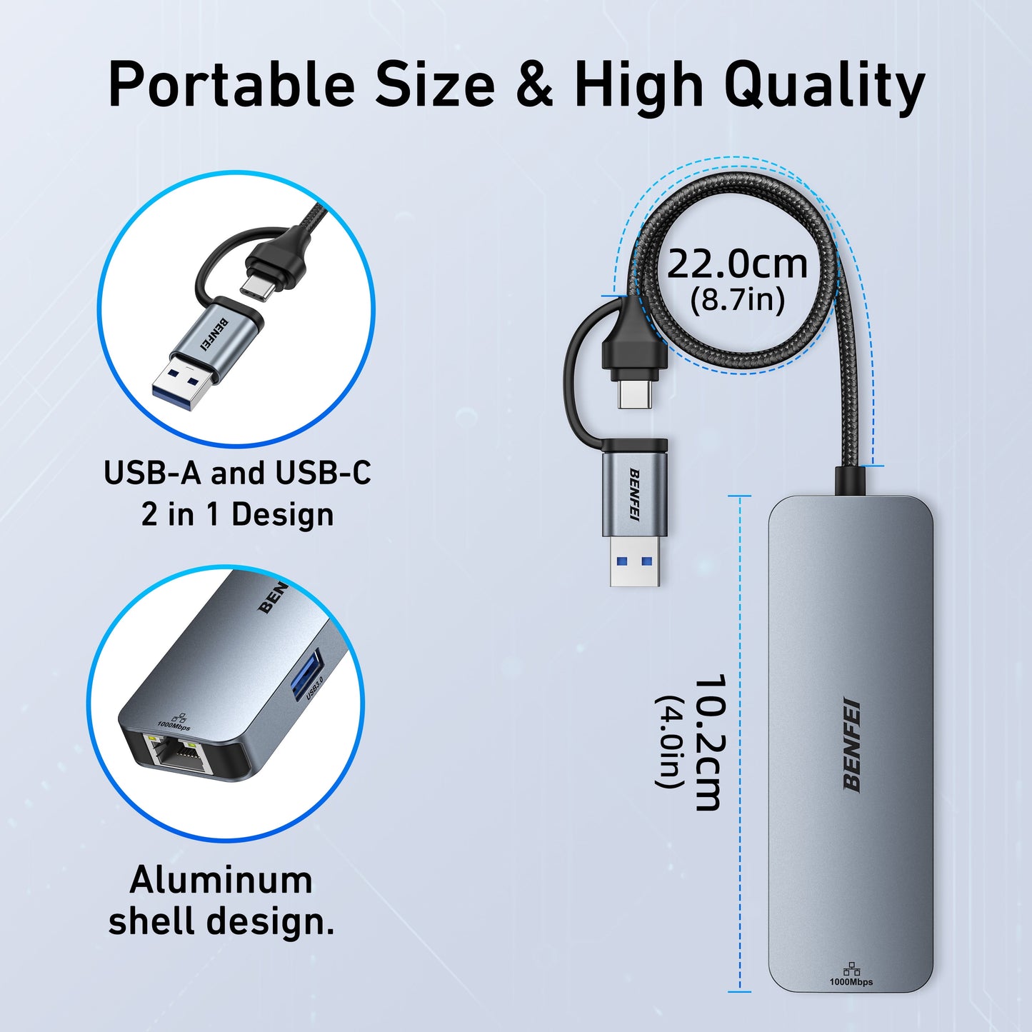 USB-C USB 3.0 to Gigabit Ethernet Adapter with 3-Port USB 3.0