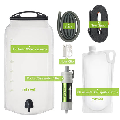Miniwell Water Purifier Water Straw Filter Survival Emergency Kit for Hiking,Camping,Survival,Emergency