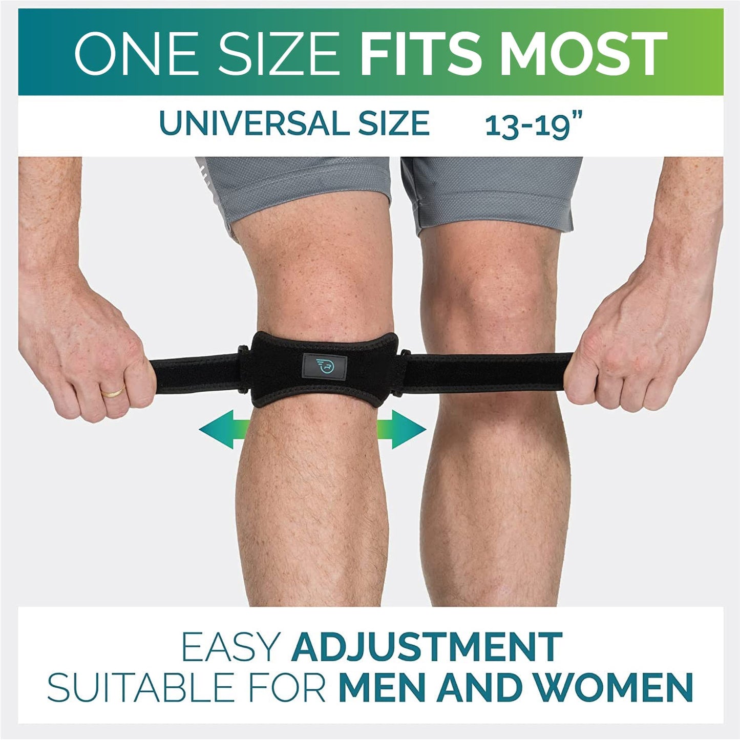 Sports Patella Strap Knee Brace Support for Arthritis, ACL, Running, Basketball, Meniscus Tear, Sports, Athletic. Best Knee Brace for Hiking, Soccer, Volleyball & Squats (Pack of 2, Black)