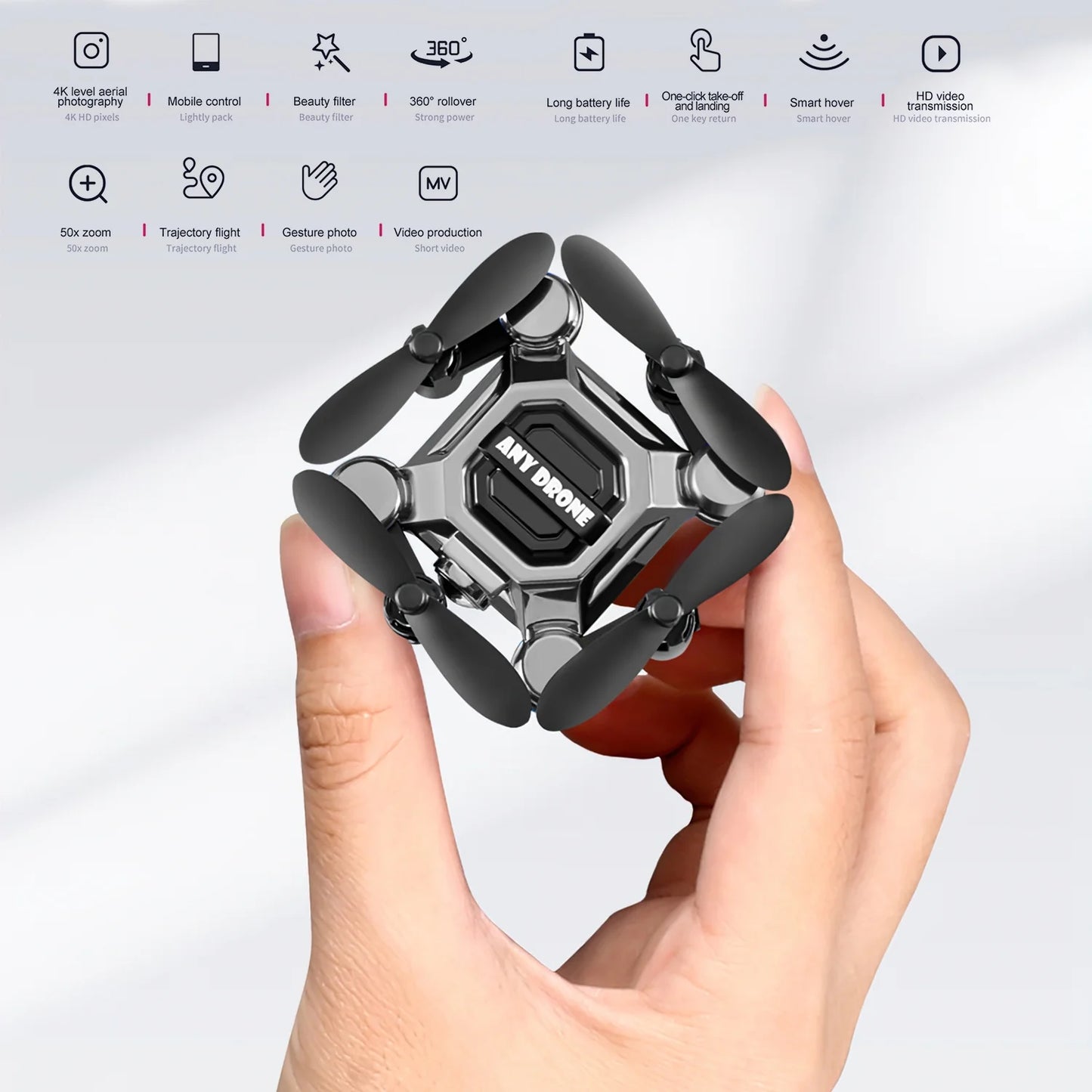 4K Foldable Drone for Kids, Mini Drone with Camera, Portable RC Quadcopter with Altitude Hold 3D Flips and Headless Mode Easy to Fly