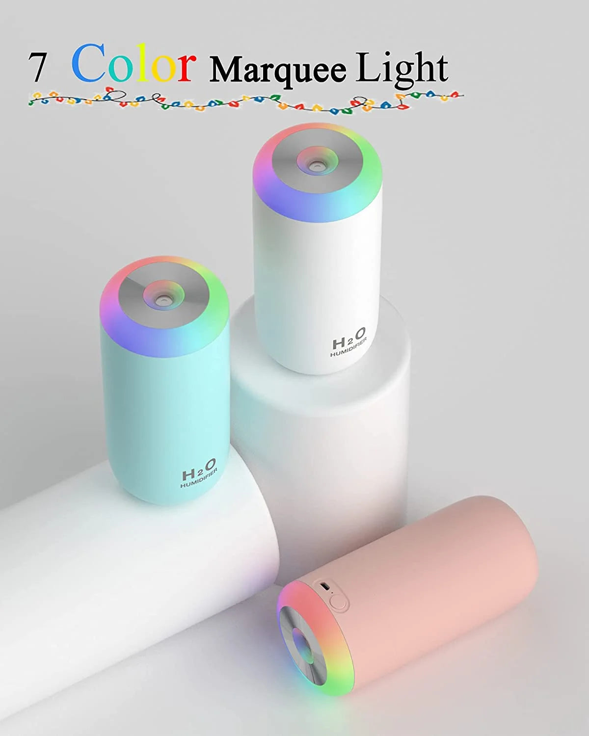 Small Humidifier, 350Ml Small Humidifiers for Bedroom, Portable Humidifier, LED Humidifiers with Night Light, USB Humidifier, Humi