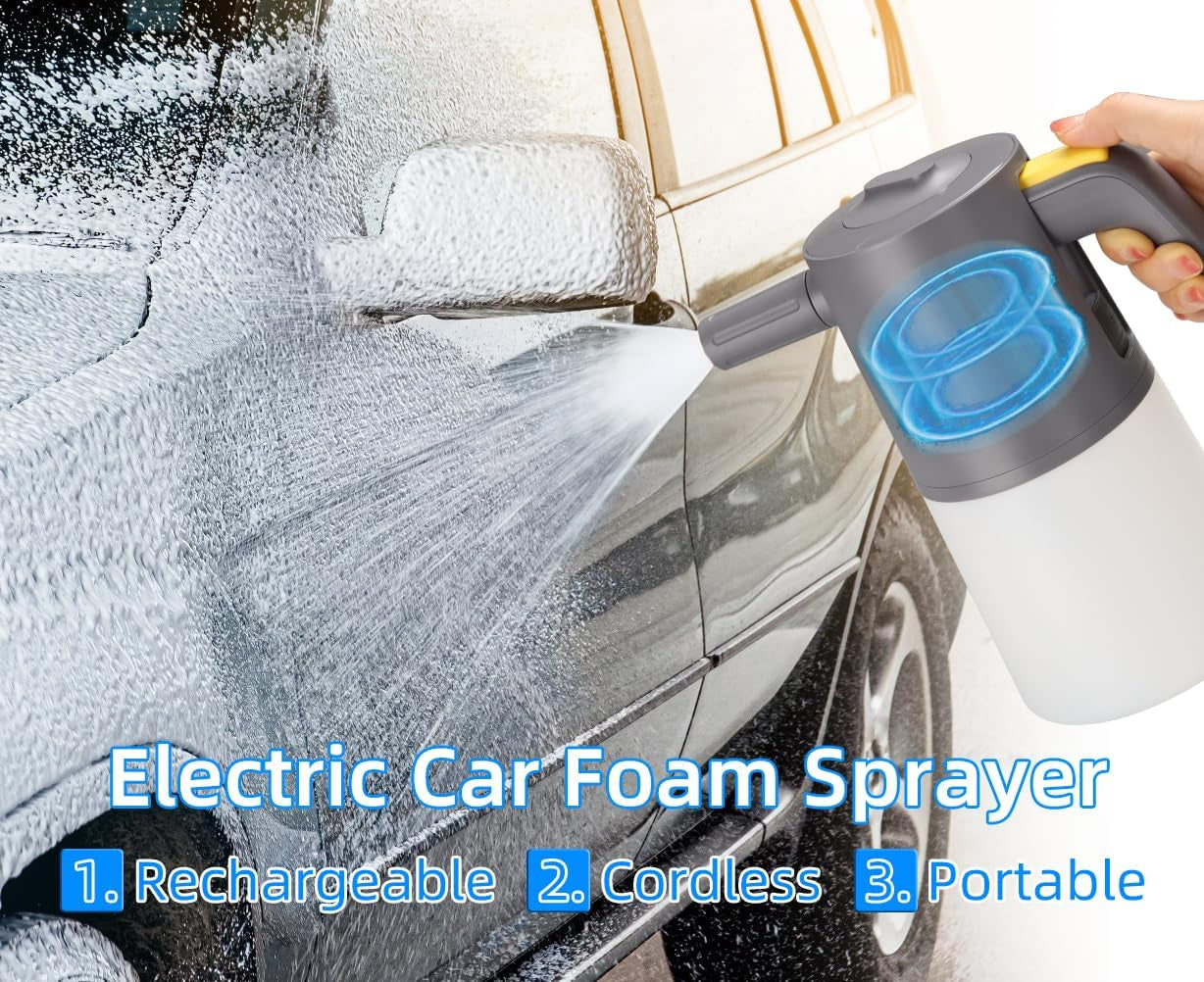 Foam Sprayer Car Wash, Electric Car Foam Sprayer with USB, Electric Pressure Car Foam Sprayer for Washing,Car Wash Foam Sprayer Suitable for Home, Garden and Car Beauty and Cleaning（1 Liters）