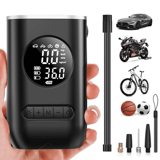 Portable Air Pump with Digital Pressure Gauge