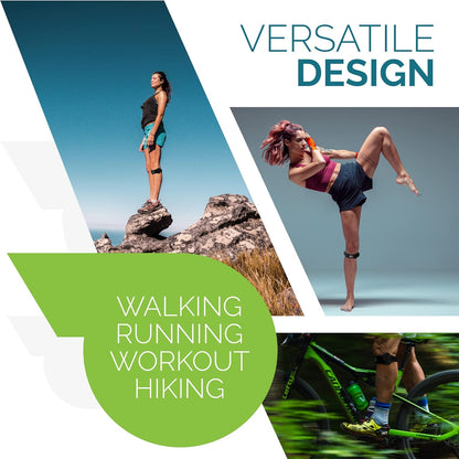 Sports Patella Strap Knee Brace Support for Arthritis, ACL, Running, Basketball, Meniscus Tear, Sports, Athletic. Best Knee Brace for Hiking, Soccer, Volleyball & Squats (Pack of 2, Black)